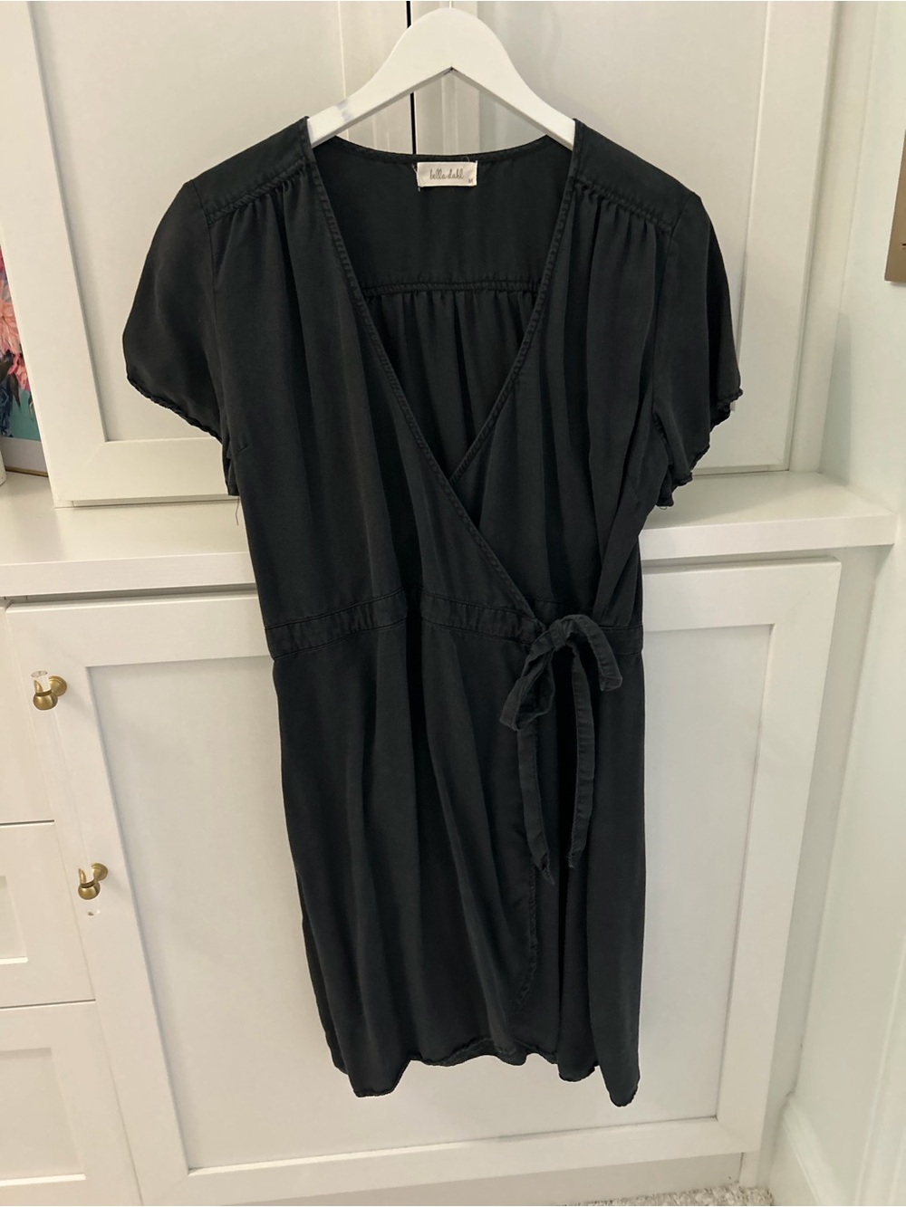 Bella Dahl Black Wrap Tie Mini Dress